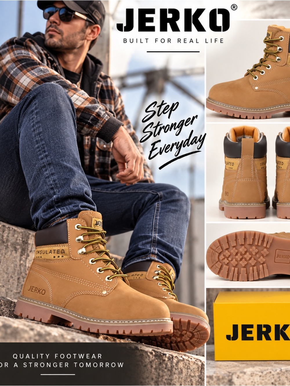 Men's Tan Work Boots — Rugged Insulated Outdoor Boot